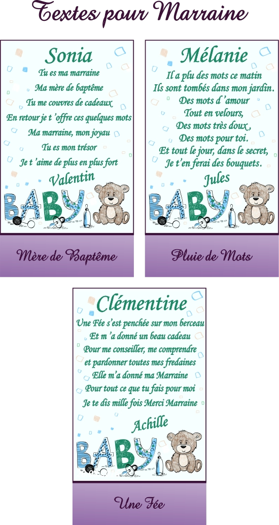 Texte de Poème pour Marraine